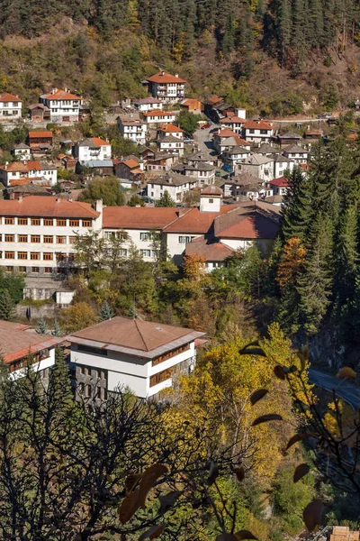 Fantastiska Panorama över staden av Shiroka Laka och Rodopibergen, Bulgarien — Stockfoto