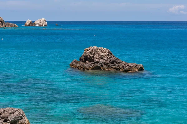 Niesamowity krajobraz, plaża Agios Nikitas, Lefkada, Wyspy Jońskie — Zdjęcie stockowe