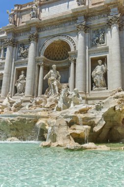 Rome, İtalya - 23 Haziran 2017: Trevi Çeşmesi (Fontana di Trevi) Roma şehir görünümünü şaşırtıcı