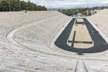 Atina, Yunanistan - 20 Ocak 2017: şaşırtıcı Panathinaiko Stadyumu veya kallimarmaro Atina, Yunanistan