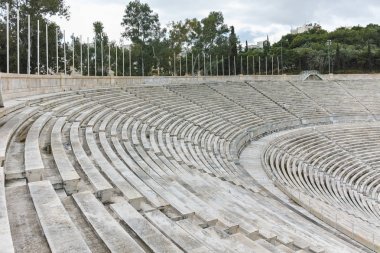 Atina, Yunanistan - 20 Ocak 2017: şaşırtıcı Panathinaiko Stadyumu veya kallimarmaro Atina, Yunanistan