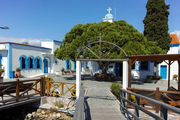 PORTO LAGOS, GREECE - SEPTEMBER 23, 2017:  Monastery Saint Nicholas located on two islands in Porto Lagos near town of Xanthi,Greece — Stock Photo, Image