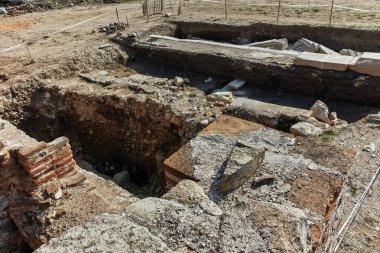 Antik kentin Heraclea Sintica - Makedonya, Bulgaristan Philip II tarafından inşa kalıntıları