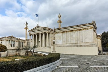 Atina, Yunanistan - 20 Ocak 2017: Panoramik Atina Akademisi, Attika