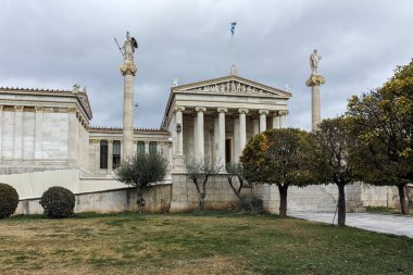 Atina, Yunanistan - 20 Ocak 2017: Panoramik Atina Akademisi, Attika
