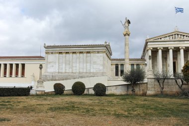 Atina, Yunanistan - 20 Ocak 2017: Panoramik Atina Akademisi, Attika