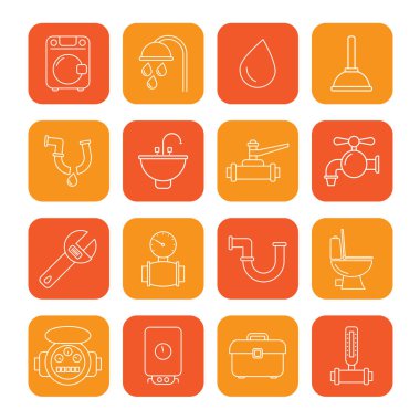 Sıhhi tesisat nesneleri ve araçları simgeler