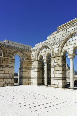 Büyük Bazilikası kalıntıları ilk Bulgar İmparatorluğu Pliska, Bulgaristan başkenti yakınındaki