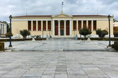 Gün batımı görünümü Atina Üniversitesi, Attica, Yunanistan