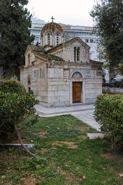 Atina, Yunanistan - 20 Ocak 2017: Atina, Attica, Yunanistan kilisede Agios Eleftherios görünümünü şaşırtıcı