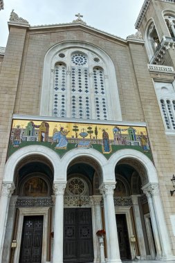 Atina, Yunanistan - 20 Ocak 2017: Atina, Attica, Yunanistan Büyükşehir Katedrali şaşırtıcı