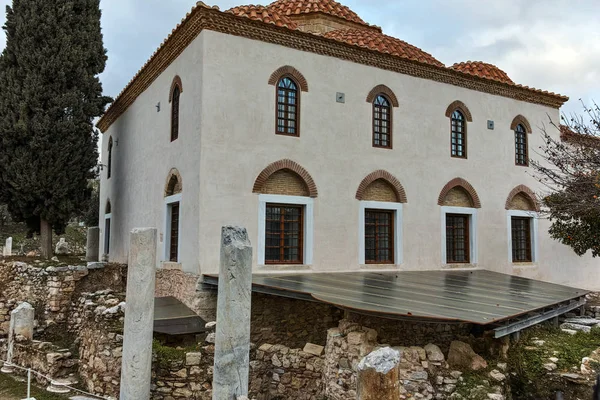 Atina, Yunanistan - 20 Ocak 2017: Gün batımı görünümü Roman Agora Atina, Attica, Yunanistan