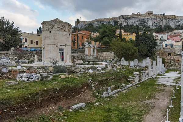 Athens Griechenland Januar 2017 Untergangsansicht Der Römischen Agora Athens Attika — Stockfoto