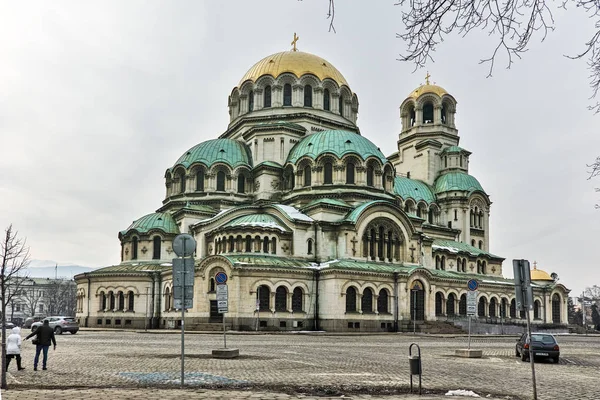 Sofia Bulgaria Enero 2016 Increíble Vista Catedral San Alejandro Nevski —  Fotos de Stock