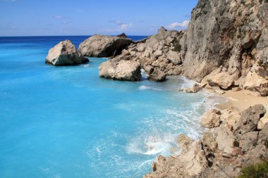 Kathisma beach, Lefkada, Ionian Islands, Yunanistan mavi sularına