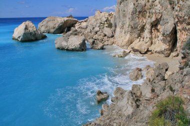 Kathisma beach, Lefkada, Ionian Islands, Yunanistan mavi sularına