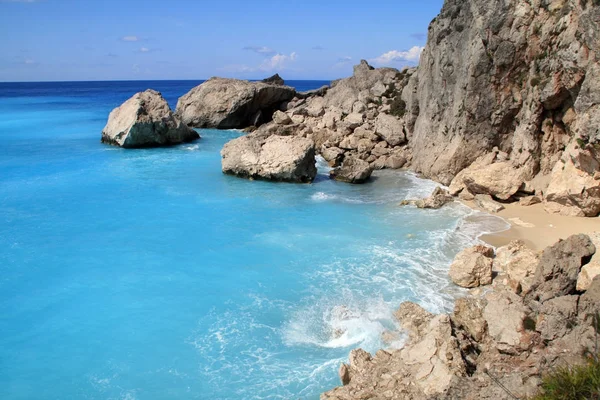 Modré Vody Kathisma Beach Lefkada Jónské Ostrovy Řecko — Stock fotografie