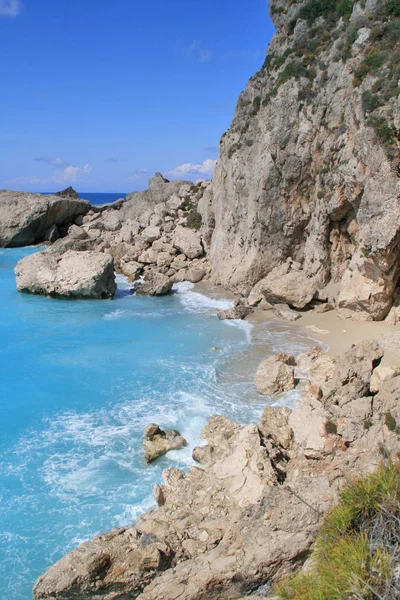 Aguas Azules Playa Kathisma Lefkada Islas Jónicas Grecia — Foto de Stock