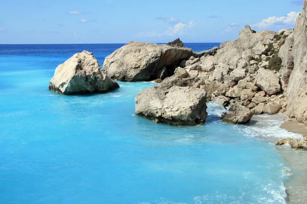 Modré Vody Kathisma Beach Lefkada Jónské Ostrovy Řecko — Stock fotografie