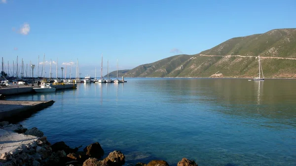 Panoramiczny Widok Zatokę Miejscowości Vasiliki Lefkada Wyspy Jońskie Grecja — Zdjęcie stockowe