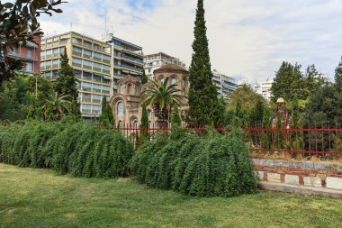 Thessaloniki, Yunanistan - 30 Eylül 2017: Antik Bizans Kilisesi, Panagia Chalkeonin Merkezi şehir Selanik, orta Makedonya, Yunanistan