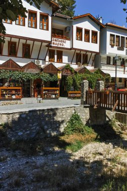 Melnik, Bulgaristan - 7 Eylül 2017: Panorama ile eski evlerde: kasaba Melnik, bölge Yukarı Cuma, Bulgaristan