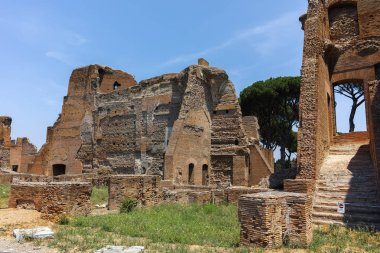 Rome, İtalya - 24 Haziran 2017: Panoramik harabelerini Palatine Tepesi City Roma, İtalya