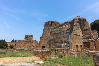Rome, İtalya - 24 Haziran 2017: Panoramik harabelerini Palatine Tepesi City Roma, İtalya