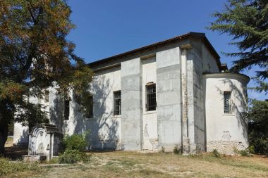 Panoramik Ortaçağ kilise Yane Sandanski Türbesi Rozhen Köyü, bölge Yukarı Cuma, Bulgaristan