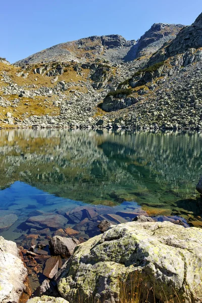 Paysage Estival Incroyable Avec Lac Montagne Montagne Rila Bulgarie — Photo