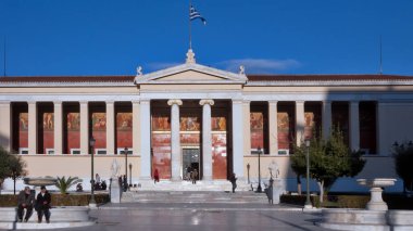 ATİNA, GREECE - 19 HAZİRAN 2017: Atina Üniversitesi, Attica, Yunanistan 'ın günbatımı