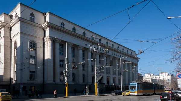Sofia Bulgaria Diciembre 2016 Palacio Justicia Con Estatua Los Leones — Foto de Stock
