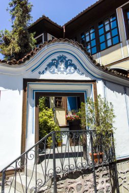 Plovdiv, Bulgaristan - 10 Haziran 2017: Eski şehir Plovdiv, Bulgaristan Bulgar canlanma süre evden