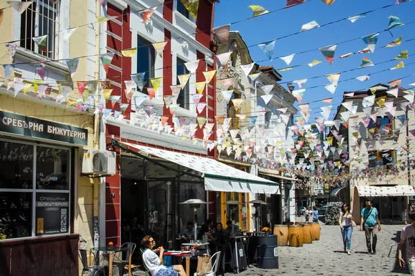 Plovdiv, Bulgaristan - 10 Haziran 2017: Street bölgesinde Kapana, şehir Plovdiv, Bulgaristan 