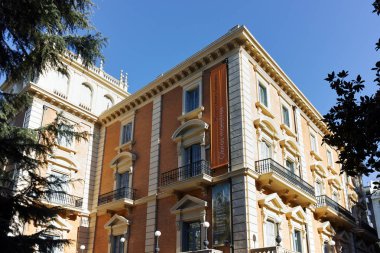 Madrid, İspanya - 21 Ocak 2018: Lazaro Galdiano müze şehir, Madrid, İspanya, cephe