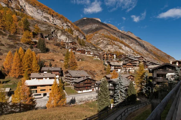 Incrível Vista Outono Zermatt Resort Cantão Valais Suíça — Fotografia de Stock