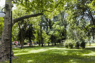 Plovdiv, Bulgaristan - 10 Haziran 2017: Çar Simeon Bahçe şehir Plovdiv, Bulgaristan'ın Panoraması 