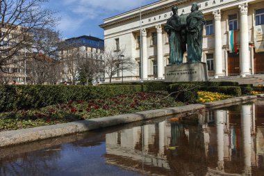 Sofia, Bulgaristan - 17 Mart 2018: Milli Kütüphane St. Cyril ve Methodius Sofya, Bulgaristan görünümünü şaşırtıcı