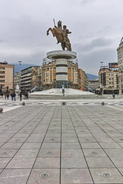 Skopje Republik Mazedonien Februar 2018 Skopje Stadtzentrum Und Alexander Das — Stockfoto