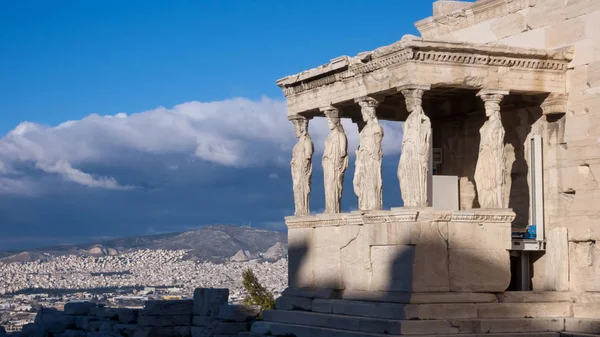 Pórtico Las Cariátidas Erechtheion Templo Griego Antiguo Lado Norte Acrópolis — Foto de Stock