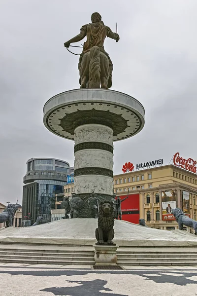 Skopje Republic Macedonia February 2018 Skopje City Center Alexander Great — Stock Photo, Image