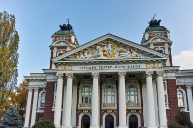 Sofia, Bulgaristan - 7 Kasım 2017: Ulusal Tiyatro Ivan Vazov Sofya, Bulgaristan