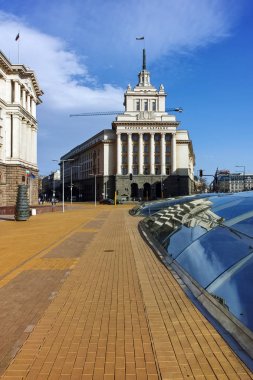 Sofia, Bulgaristan - 17 Mart 2018: Binaların Bakanlar Konseyi ve eski komünist parti evi Sofya, Bulgaristan