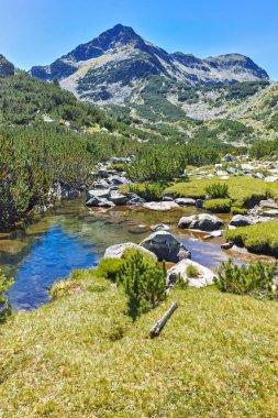 Valyavitsa Nehri ve Valyavishki Kınalı tepe, Pirin Dağı, Bulgaristan ile muhteşem manzara