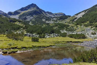 Valyavitsa Nehri ve Valyavishki Kınalı tepe, Pirin Dağı, Bulgaristan ile muhteşem manzara