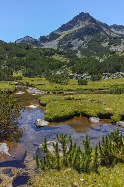 Valyavitsa Nehri ve Valyavishki Kınalı tepe, Pirin Dağı, Bulgaristan ile muhteşem manzara