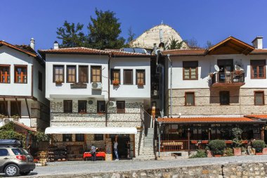 Melnik, Bulgaristan - 7 Eylül 2017: On dokuzuncu yüzyılın eski evlerde kasaba, Melnik, bölge Yukarı Cuma, Bulgaristan