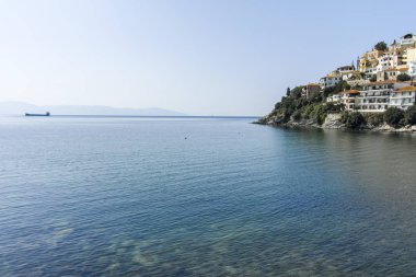 Yunanistan 'ın Kavala kentinin panoramik manzarası