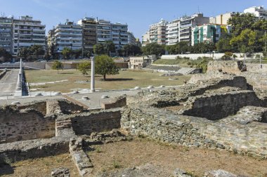 Yunanistan 'ın Selanik kentinde Roma Forumunun kalıntıları