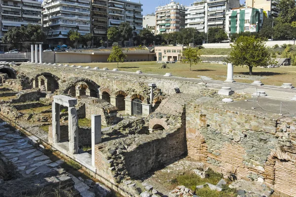 Ruinerna av Forum Romanum i staden Thessaloniki, Grekland — Stockfoto